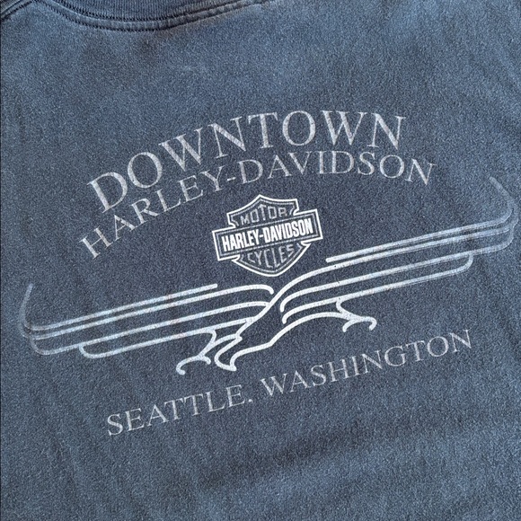 Harley-Davidson Made In USA Logo Seattle Biker Motorcycle Black Tshirt Men Large - Picture 6 of 13